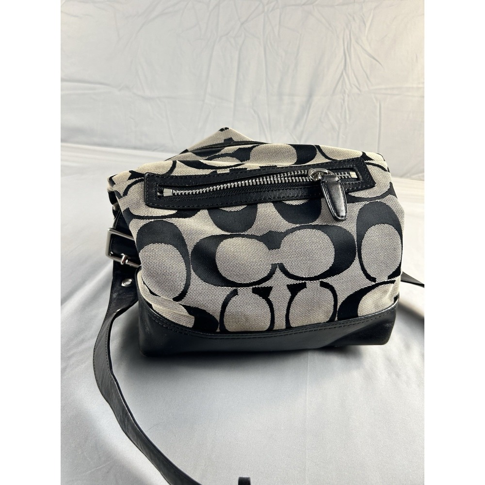 Coach Signature C Hobo Bag Black Khaki Canvas Leather Tassel - Picture 6 of 9